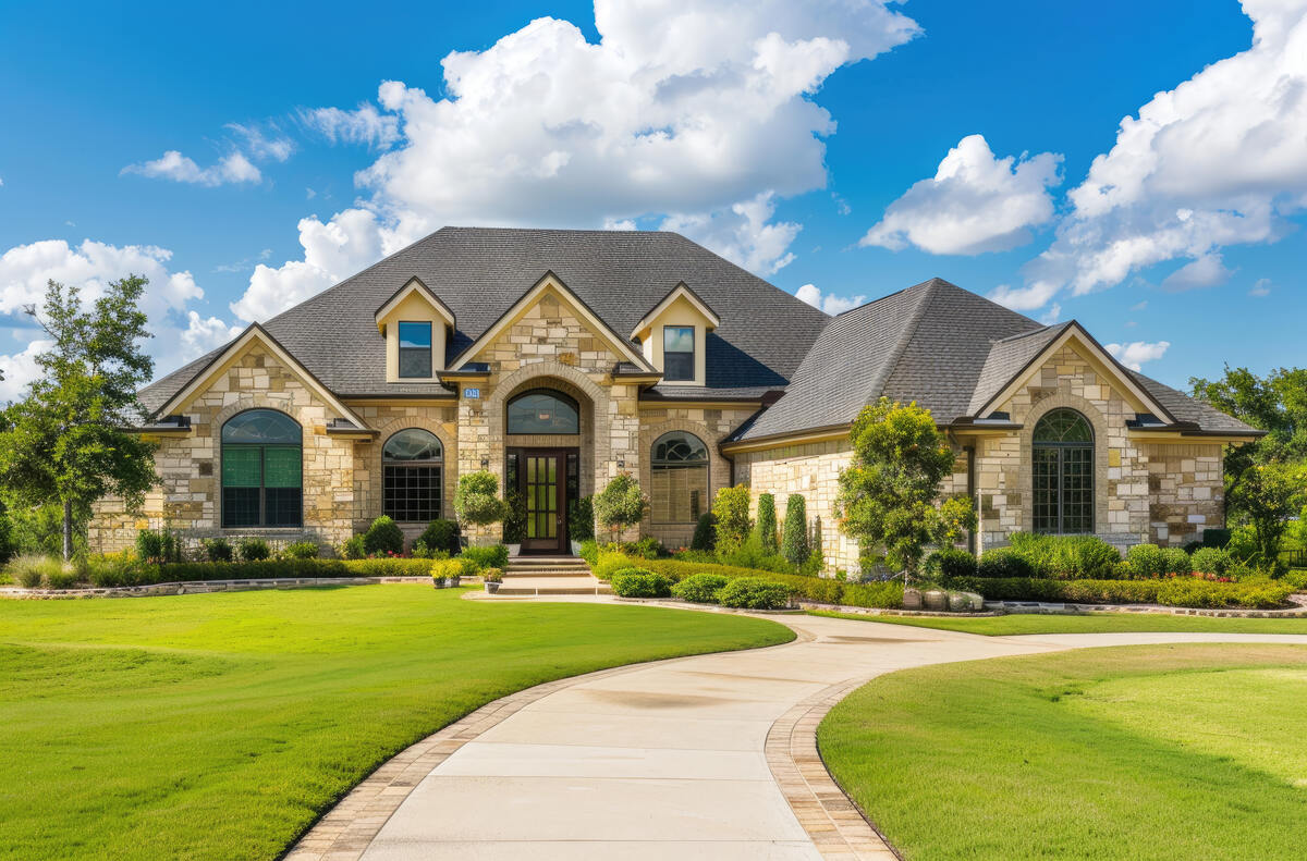 a sunny day and home front view